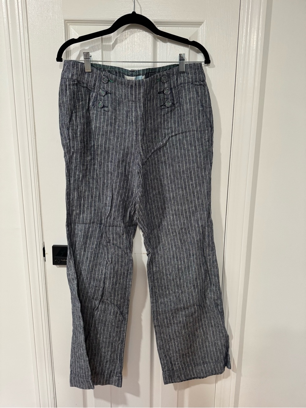 Men's Gray Pinstripe Linen-no Blend Pants